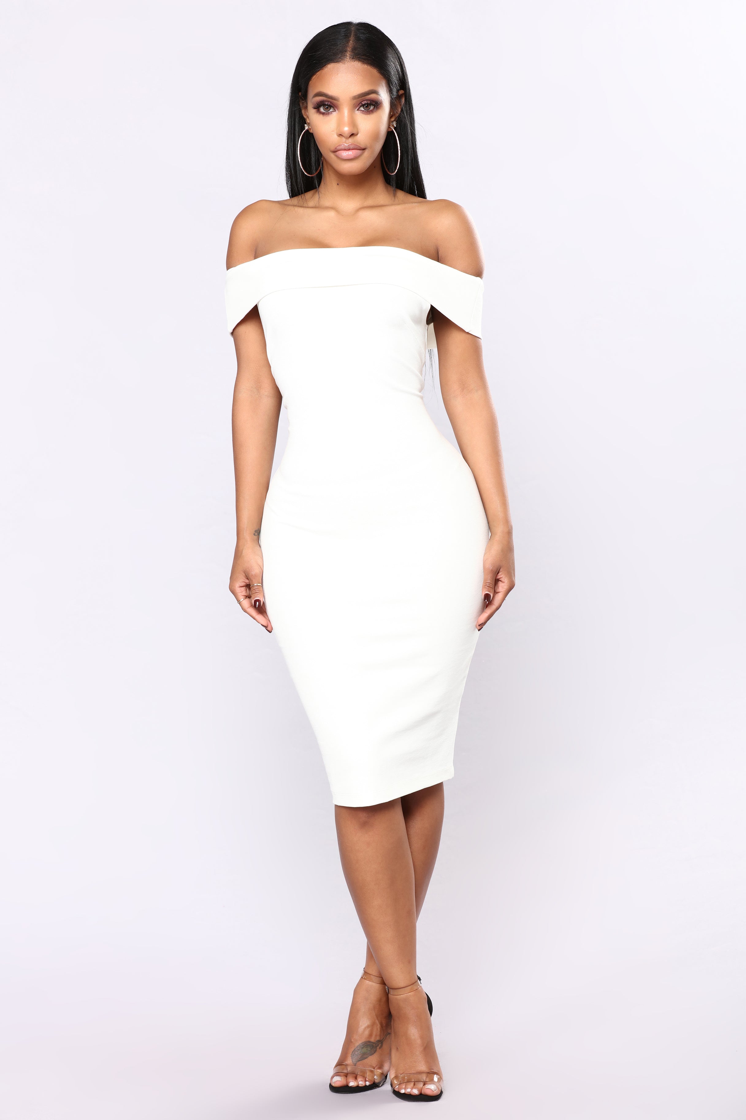 white off shoulder dress